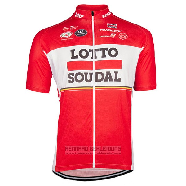 2017 Fahrradbekleidung Lotto Soudal Rot Trikot Kurzarm und Tragerhose - zum Schließen ins Bild klicken